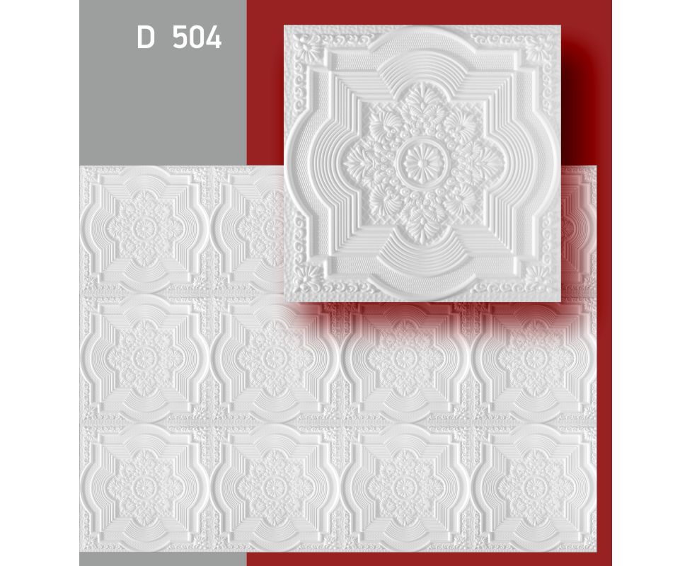 Плитка потолочная D504 белая (28) (упак.8 плит)