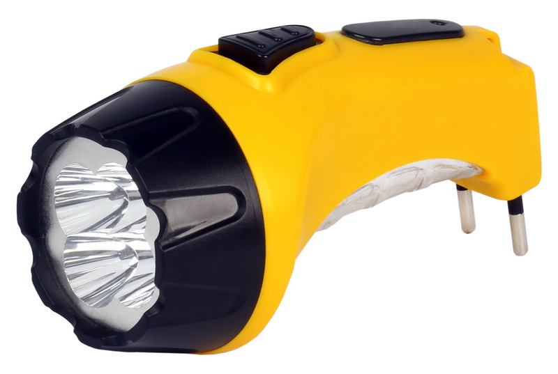 Фонарик аккумуляторный светодиодный 4+6 LED с прямой зарядкой Smartbuy, желтый(SBF-87-Y)