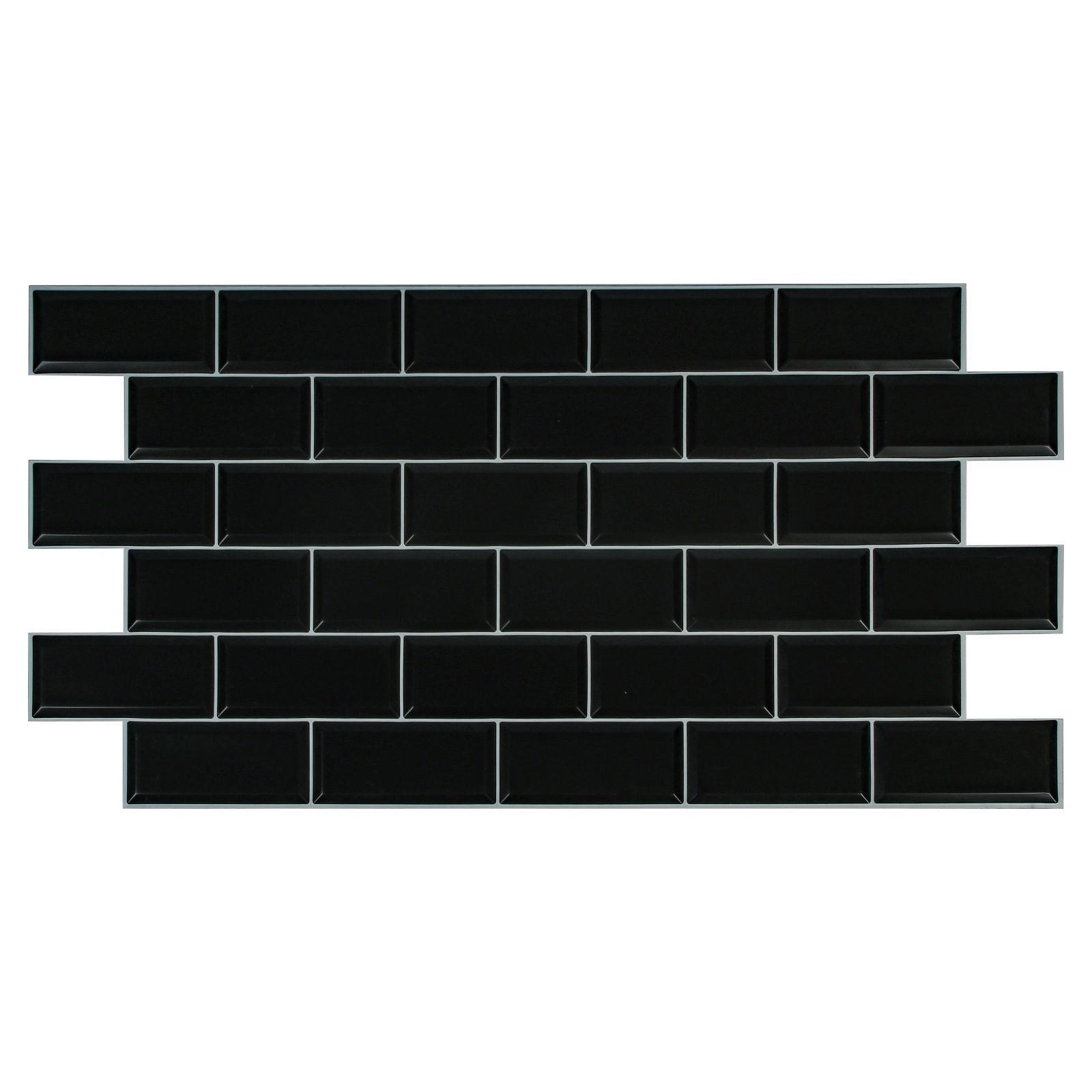Панель ПВХ Блок чёрный, белый шов 966х484мм (6947938) 
