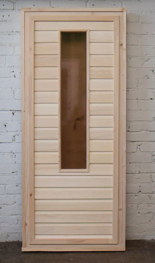 Дверь банная 1700*700 липа со стеклом (узкое) ДО-1 "А"