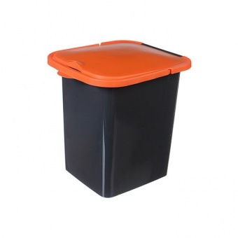 Контейнер д/мусора 18 л с ободком д/крепления пакета ПУРО оранж, ярко-зел(М-Пл)