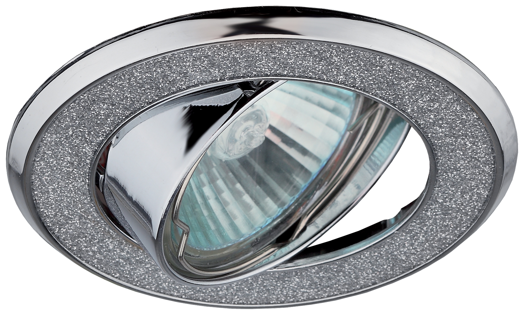Светильник ЭРА DK18 CH/SH SL декор "круглый  со стеклянной крошкой" MR16,12V/220V, 50W, хром/серебря