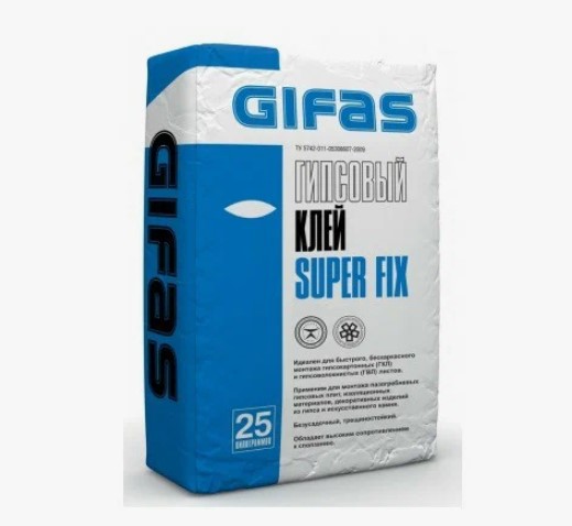 Клей для ГКЛ и паз гребня GIFAS SUPER FIX  25 кг. 