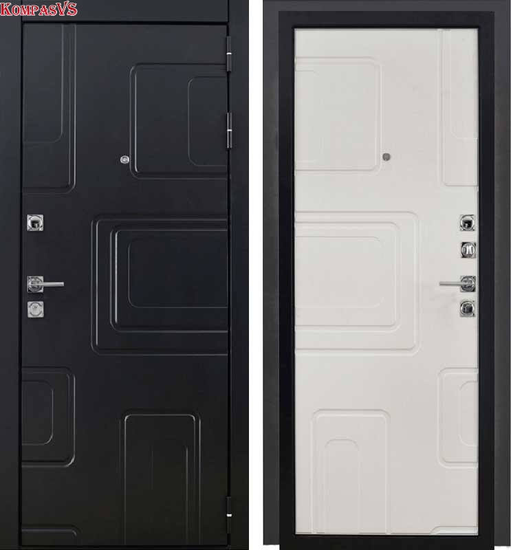 Дверь Страж 3К Крона 960х2050 левая Черный кварц/белый матовый 