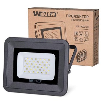 Прожектор светодиодный WOLTA 50Вт IP65 5700К серый слим 4500лм WFL-100W/06 с Датчиком