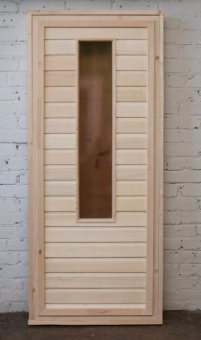 Дверь банная 1700*700 липа со стеклом (узкое) ДО-1 