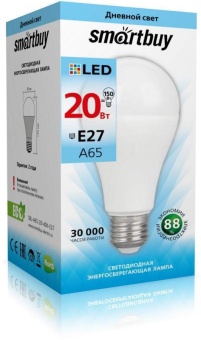 Светодиодная лампа (LED)Smartbuy-А65-20W/6000/E27(SBL-A65-20-60K-E27)